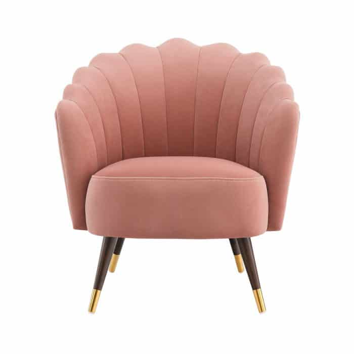 Camille Blush Pink Velvet Scalloped Chair Julian Joseph