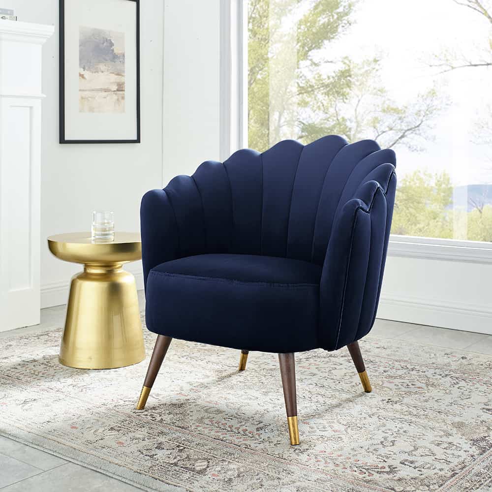 Camille Blue Velvet Scalloped Chair