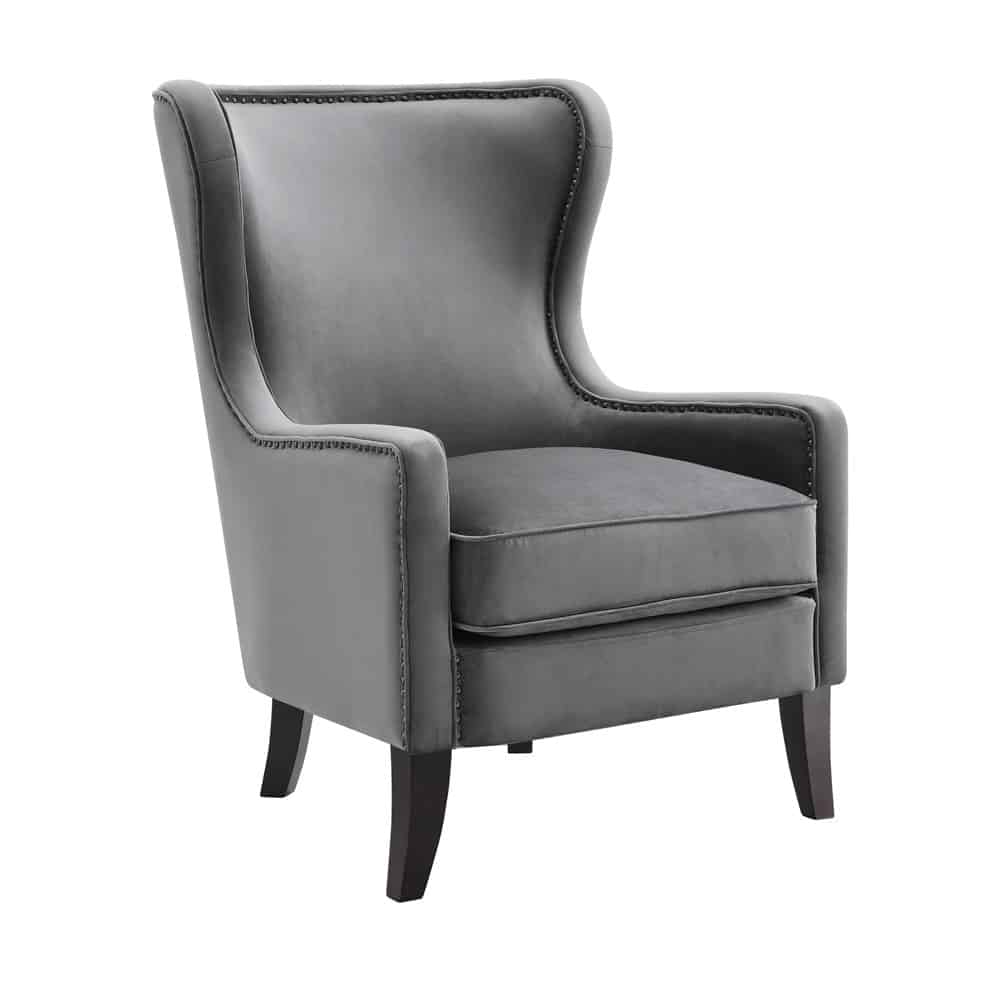 Orson Mushroom Grey Velvet Chair