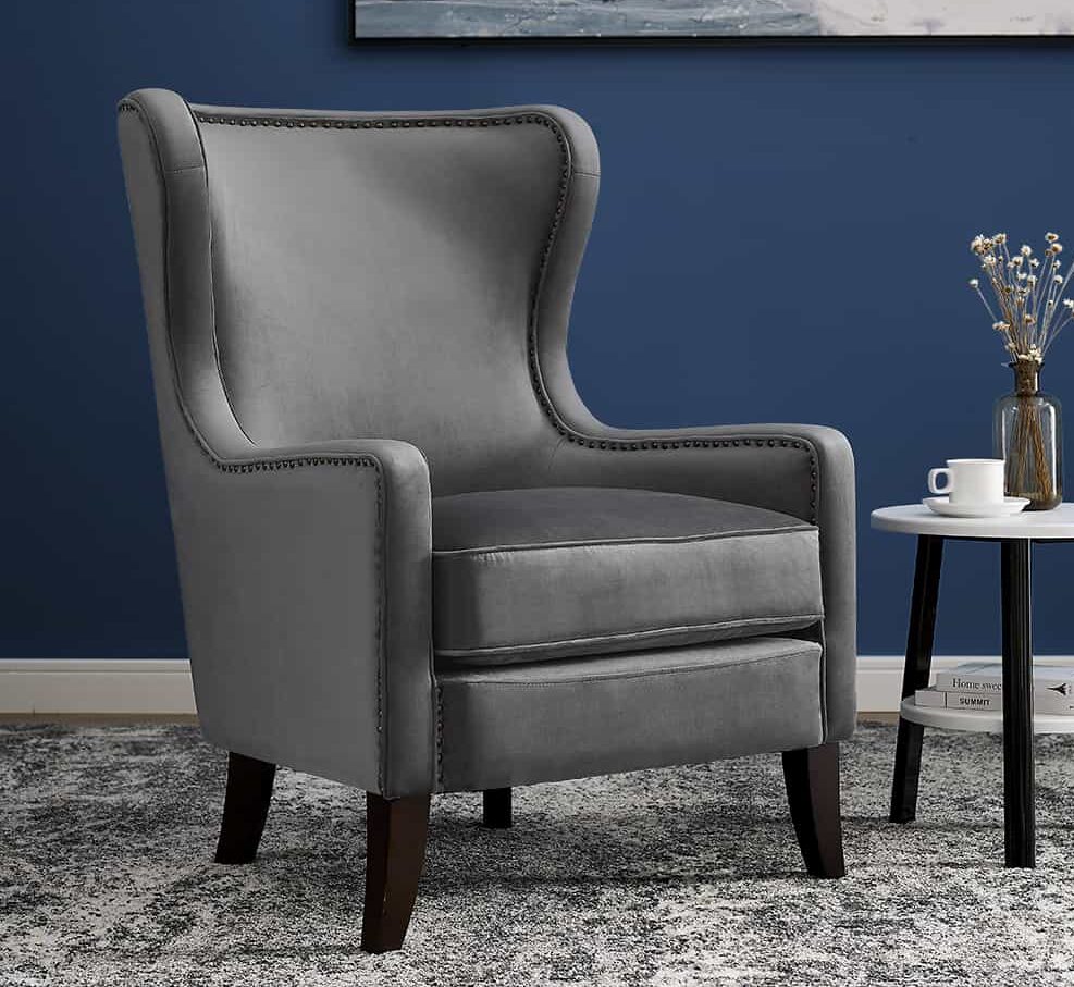 Orson Feather Grey Velvet Chair