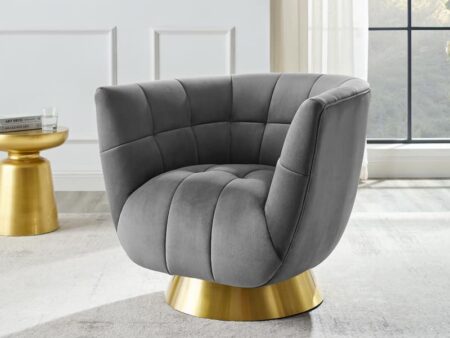 Darcy Feather Grey Velvet Chair