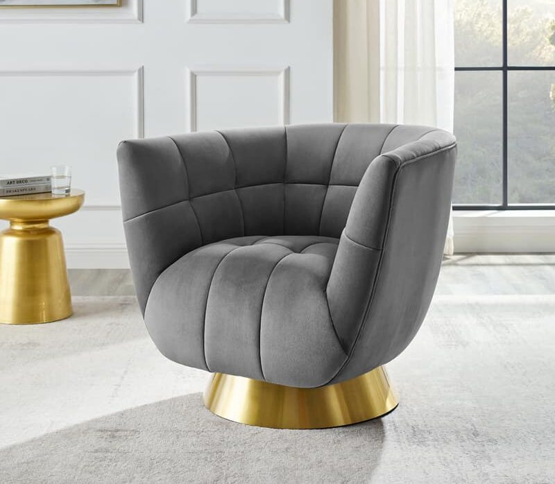 Darcy Feather Grey Velvet Chair
