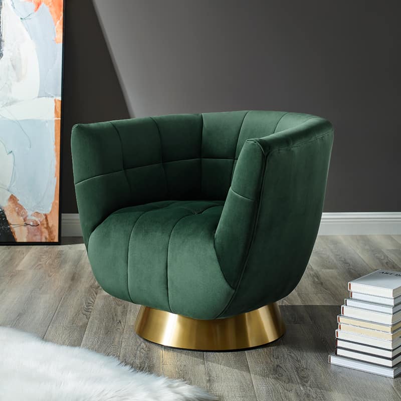 Darcy Emerald Green Velvet Swivel Chair