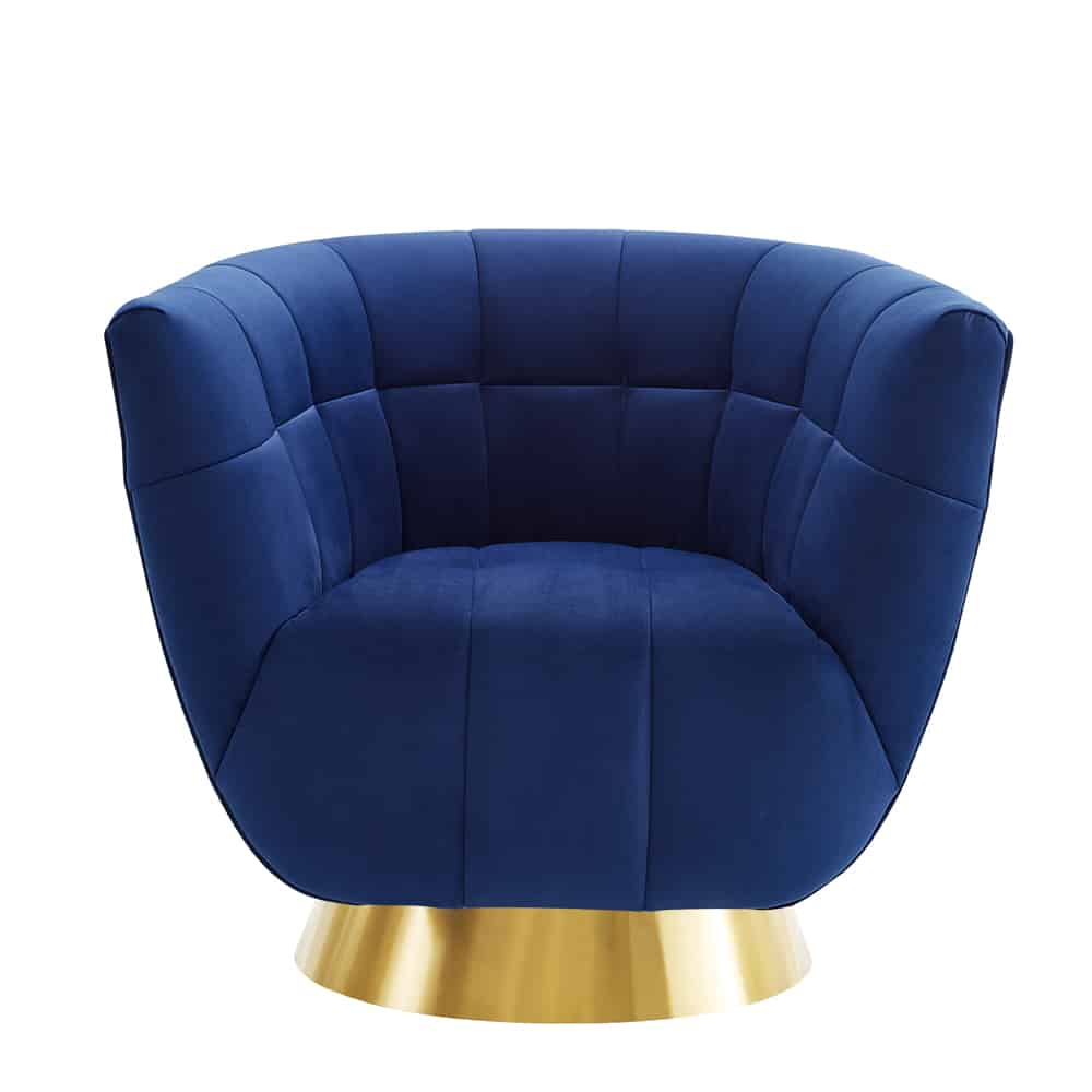 Darcy Sapphire Blue Velvet Scalloped Chair