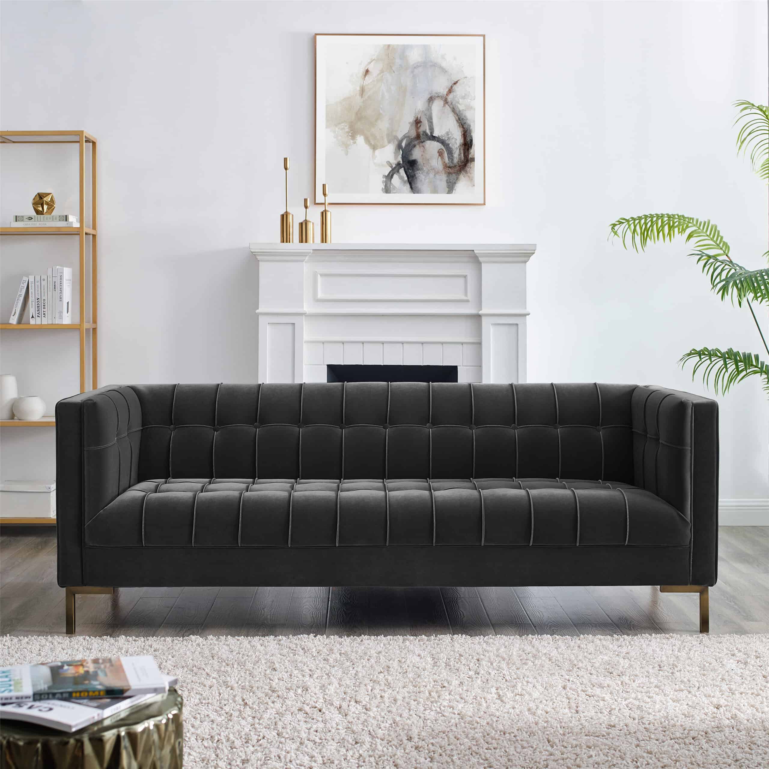 Isabella Grey Velvet Sofa