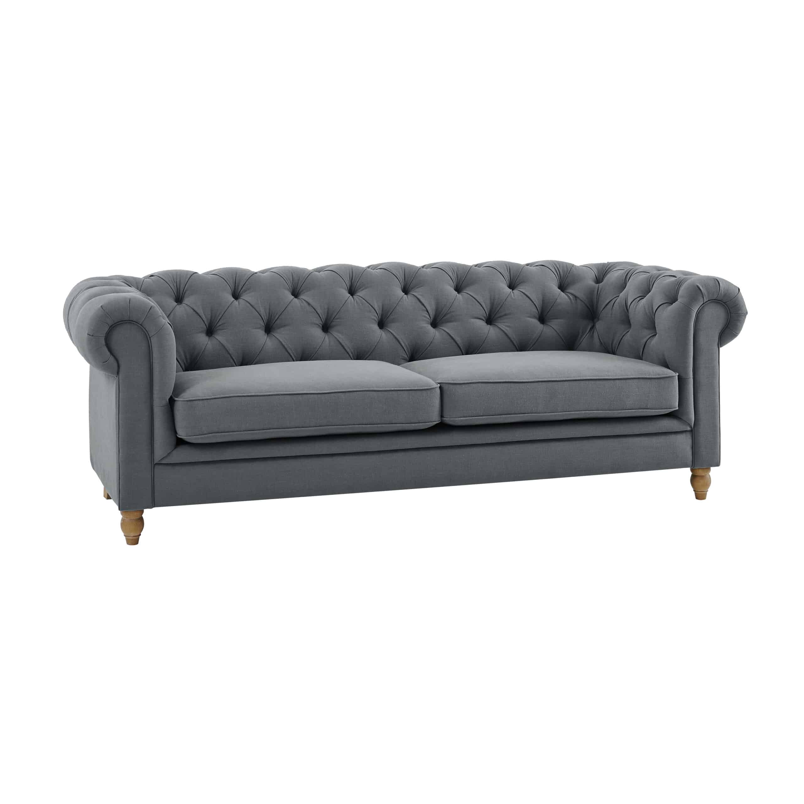 Amelia Grey Linen Chesterfield Sofa