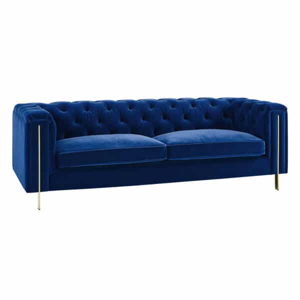 Charlotte Persian Blue Velvet Three Seater Sofa