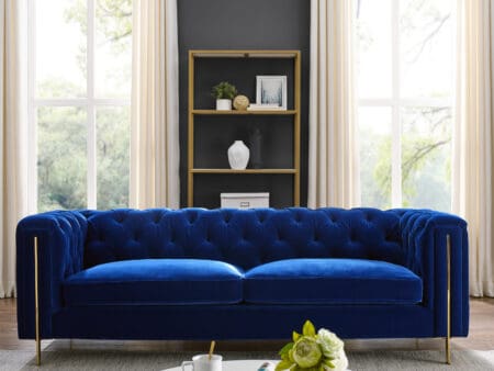 Charlotte Persian Blue Velvet Three Seater Sofa