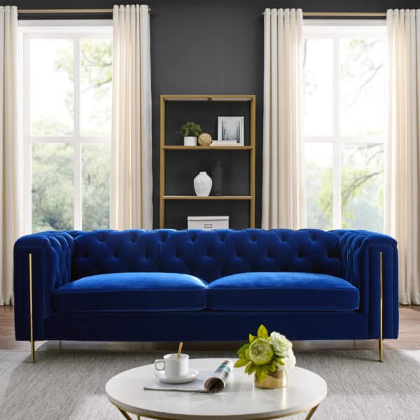 Charlotte Persian Blue Velvet Three Seater Sofa