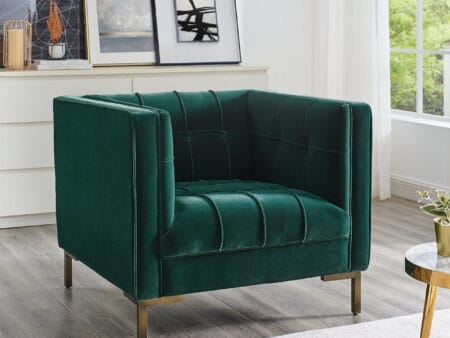 Isabella Pine Green Velvet Armchair